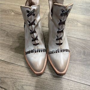 Free Bird Lace Up Boots in Cream and Brown